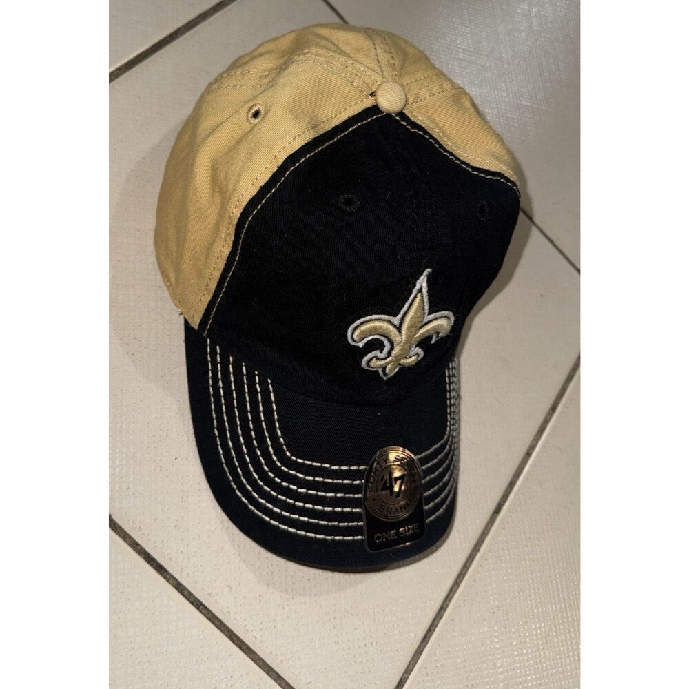 New Orleans Saints Cap Hat Gold Black Two-Tone NFL Fleur-de-lis - Picture 2 of 3